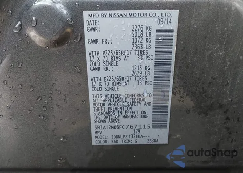 2015 Nissan Rogue S from USA, damaged, VIN 5N1AT2MK6FC767115